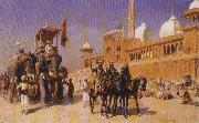 Edwin Lord Weeks Great Mogul and his Court Returning from the Great Mosque at Delhi, India USA oil painting artist